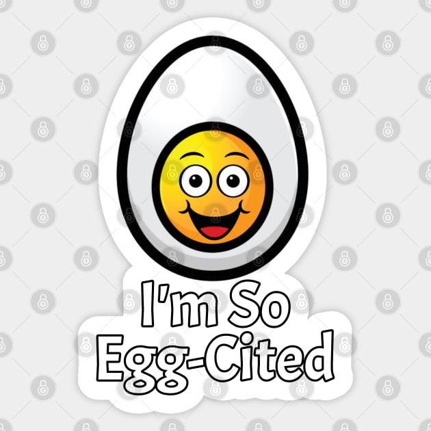 Egg Excited Pun Sticker by HolidayBug